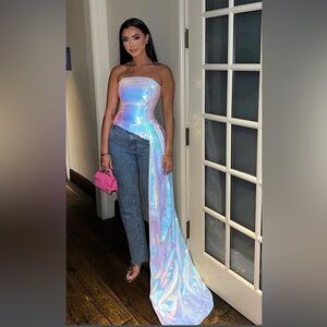 Nadine Merabi Phoebe Sequin Iridescent Top